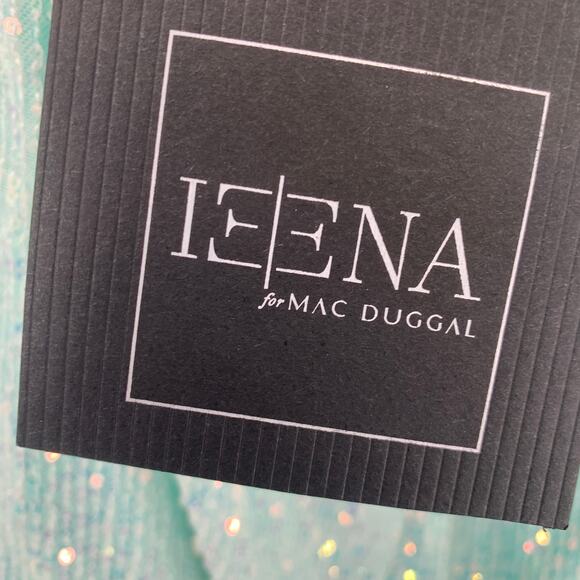 MAC DUGGAL Dress Size 0 Evening Gown Sequin Aqua NEW High Low Ruffle Cut Out - Picture 3 of 9